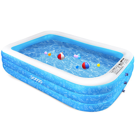 Googo Inflatable Pool 120"x72"x22", Family Full-Size Swimming Pool for Garden, Backyard, Summer Water Party